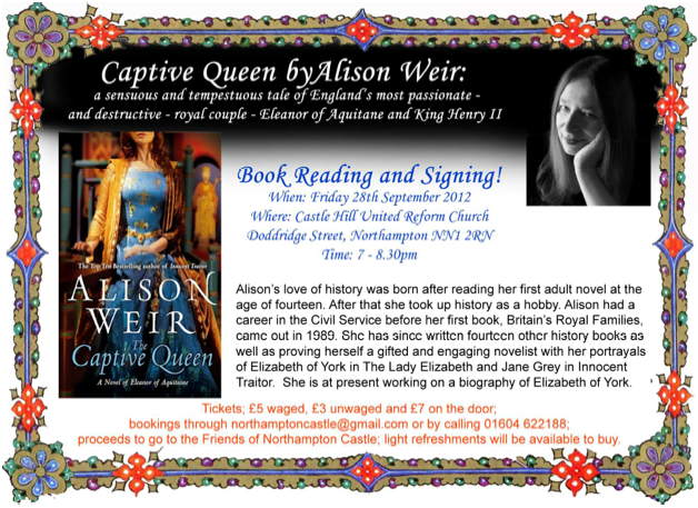 Alison Weir Book Signing Northampton Poster